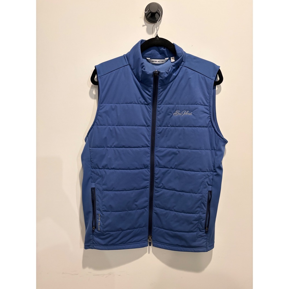 Peter Millar Fuse Hybrid Vest Mens Medium Blue Sea Island Golf Quilted Insulated